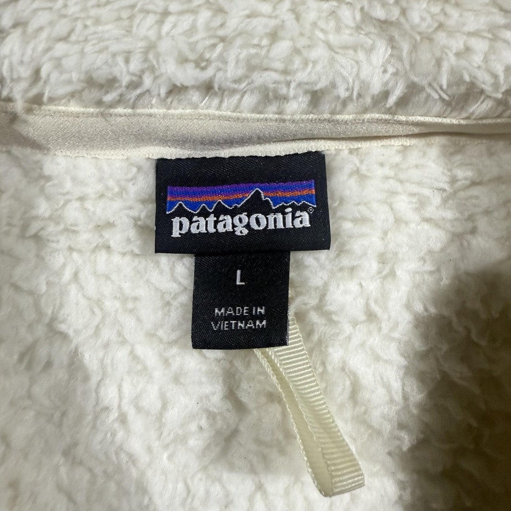 Patagonia Sweatshirt Womens Large White Sherpa Fleece 1/4 Zip Pullover Outdoor - Picture 2 of 4